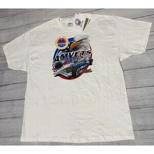 Vintage Y2K Amvets Racing Graphic T Shirt Size 2XL NWT Defects Indy 500 Promo